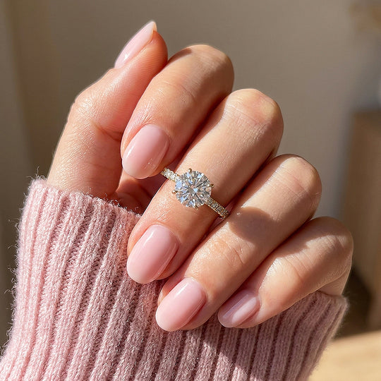 Round Moissanite Pavé Band Ring | 925 Sterling Silver | PRM7209