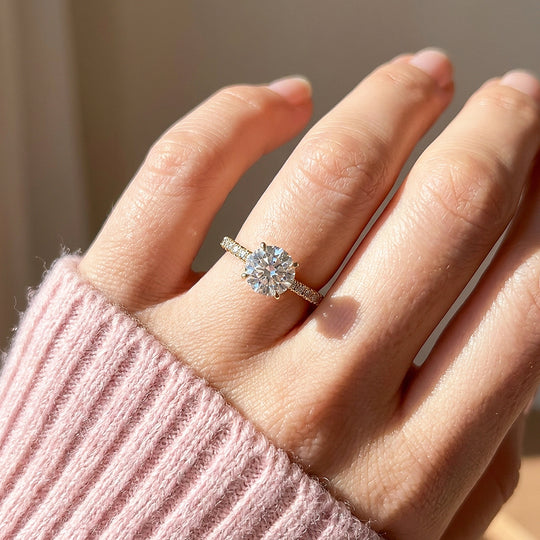 Round Moissanite Pavé Band Ring | 925 Sterling Silver | PRM7209
