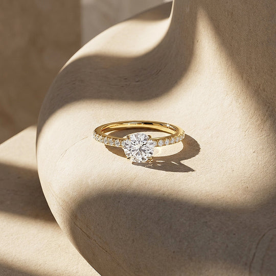 Round Moissanite Pavé Band Ring | 925 Sterling Silver | PRM7209