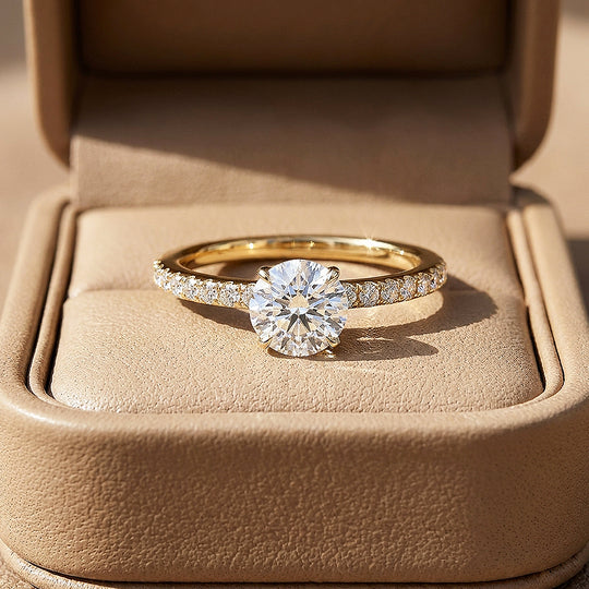 Round Moissanite Pavé Band Ring | 925 Sterling Silver | PRM7209
