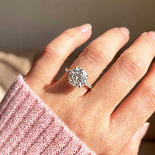 Round Moissanite Pavé Band Ring | 925 Sterling Silver | PRM7209