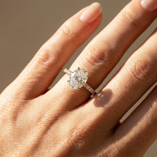 Oval Moissanite Pavé Band Ring | 925 Sterling Silver | PRM7210