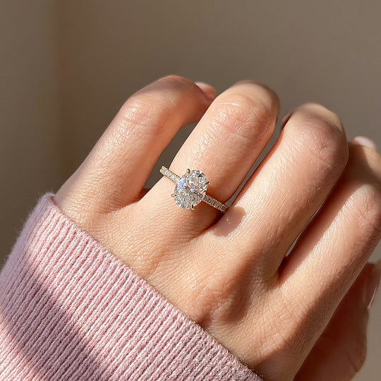 Oval Moissanite Pavé Band Ring | 925 Sterling Silver | PRM7210