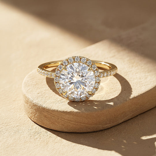 Round Moissanite Halo Ring | 925 Sterling Silver | PRM7218