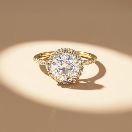 Round Moissanite Halo Ring | 925 Sterling Silver | PRM7218