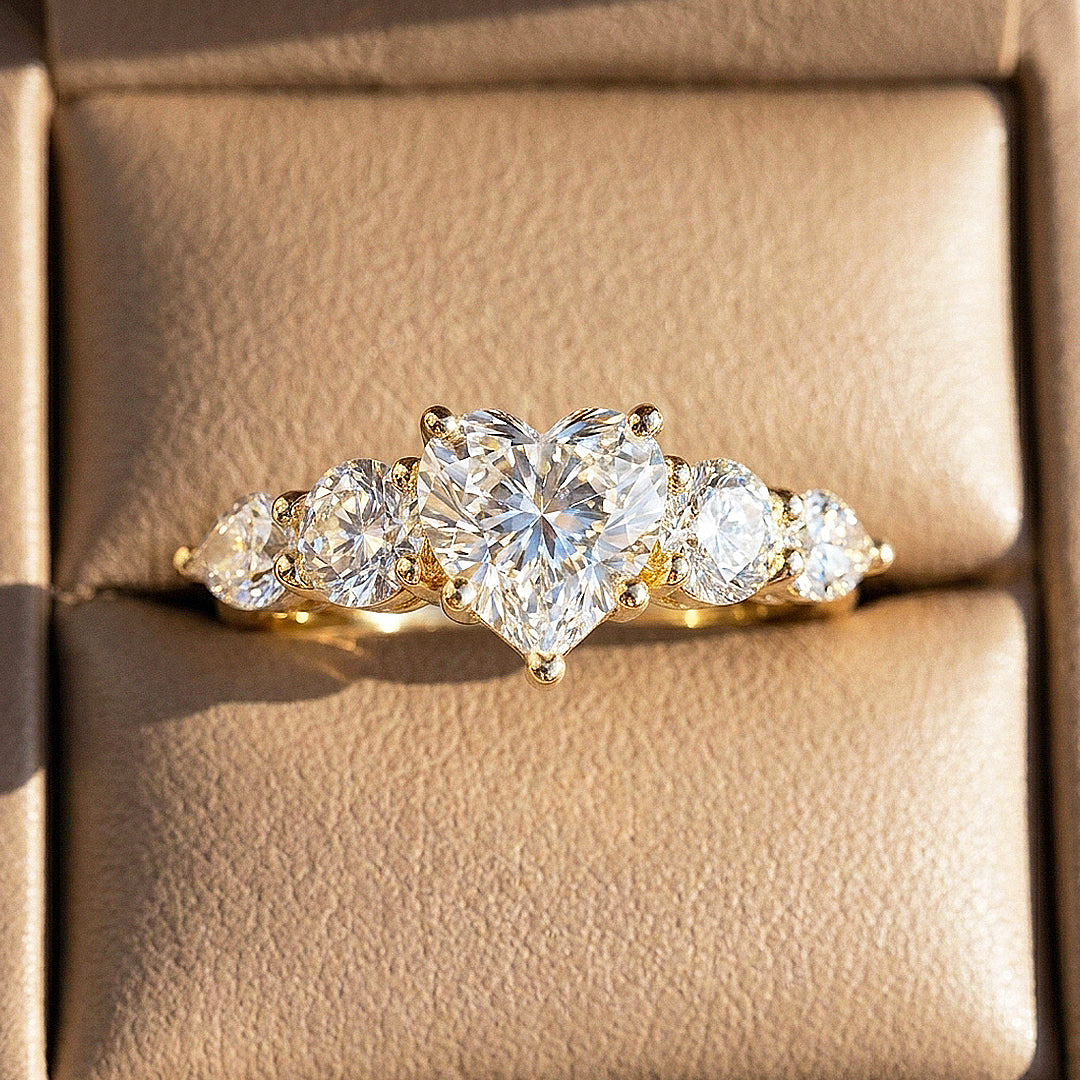 Five-Stone Heart Moissanite Ring | 925 Sterling Silver | PRM7223