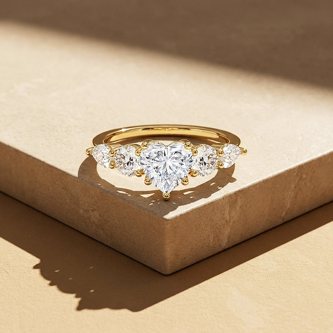 Five-Stone Heart Moissanite Ring | 925 Sterling Silver | PRM7223