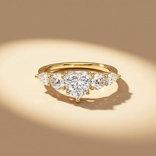 Five-Stone Heart Moissanite Ring | 925 Sterling Silver | PRM7223