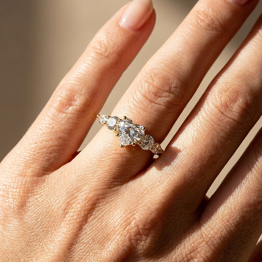 Five-Stone Heart Moissanite Ring | 925 Sterling Silver | PRM7223