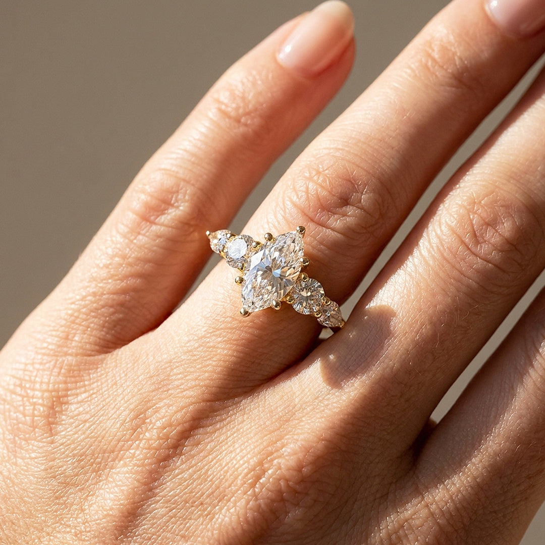 Five-Stone Marquise Moissanite Ring | 925 Sterling Silver | PRM7224