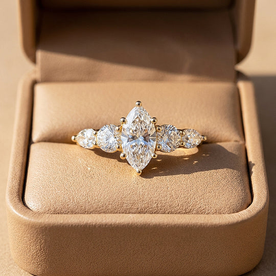 Five-Stone Marquise Moissanite Ring | 925 Sterling Silver | PRM7224