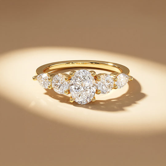 Five-Stone Oval Moissanite Ring | 925 Sterling Silver | PRM7225
