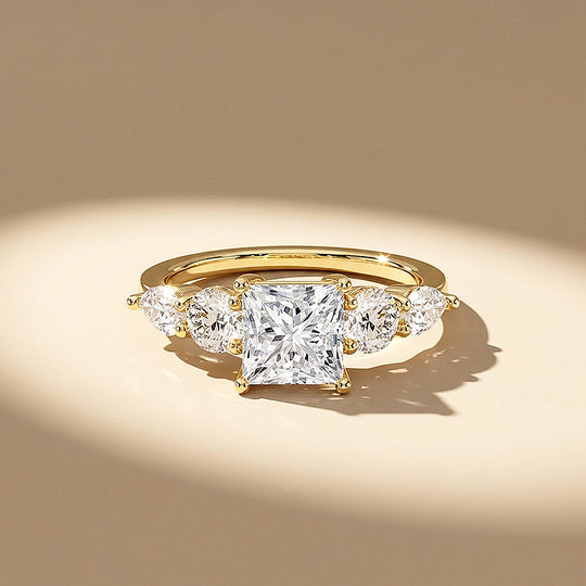 Five-Stone Princess-Cut Moissanite Ring | 925 Sterling Silver | PRM7226