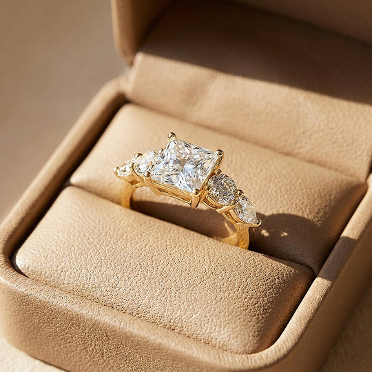 Five-Stone Princess-Cut Moissanite Ring | 925 Sterling Silver | PRM7226