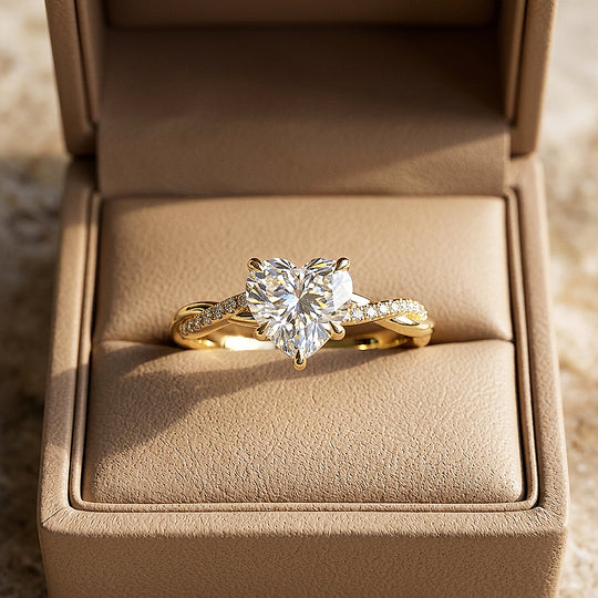 Heart Moissanite Twisted Pavé Band Ring | 925 Sterling Silver | PRM7233