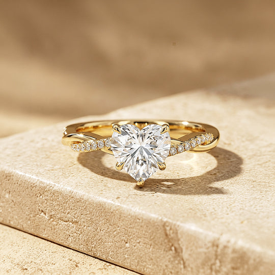 Heart Moissanite Twisted Pavé Band Ring | 925 Sterling Silver | PRM7233