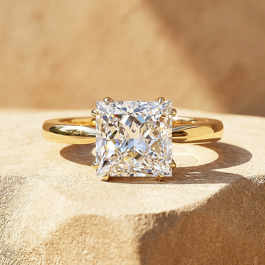 4 Carat Princess-Cut Moissanite Solitaire Ring | 925 Sterling Silver | PRM7235