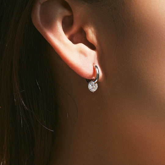 Prm8103: The Moissanite Solitaire Drop Huggies