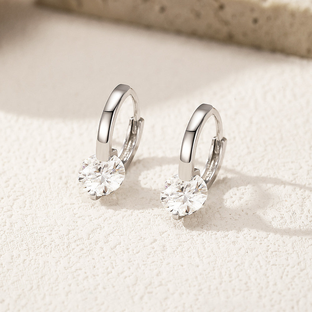 Prm8103: The Moissanite Solitaire Drop Huggies