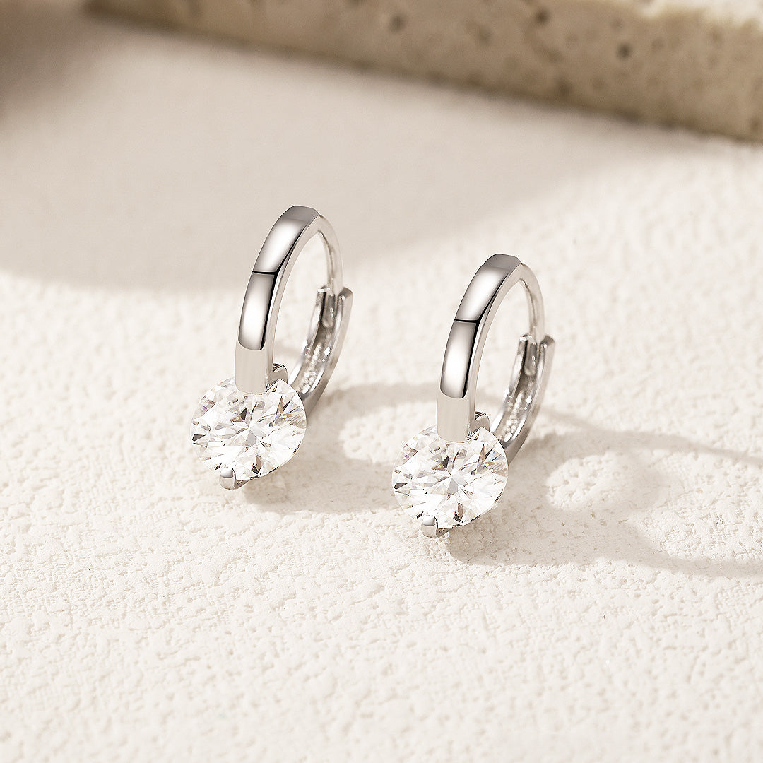 Prm8103: The Moissanite Solitaire Drop Huggies