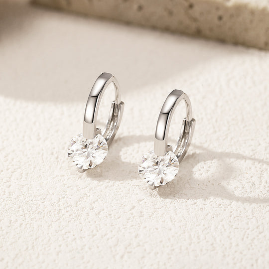 Prm8103: The Moissanite Solitaire Drop Huggies