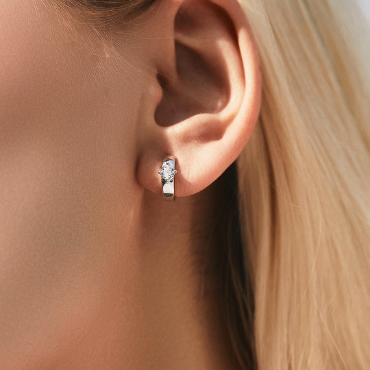 Prm8104: The Moissanite Solitaire Huggie Hoops