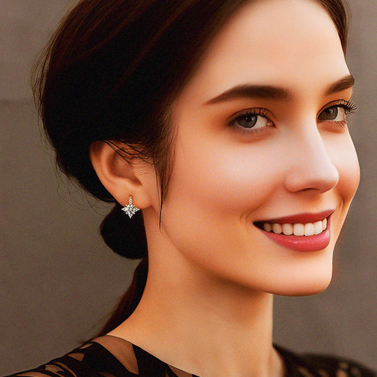 Prm8115: The Moissanite North Star Huggie Earrings