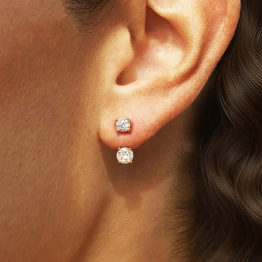Prm8116: The Moissanite Dual Drop Stud Earrings