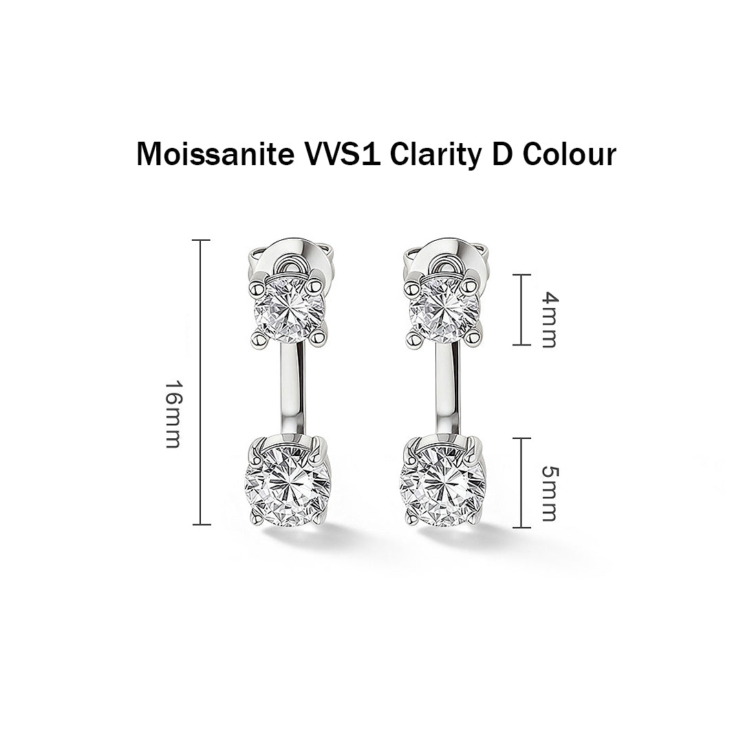 Prm8116: The Moissanite Dual Drop Stud Earrings