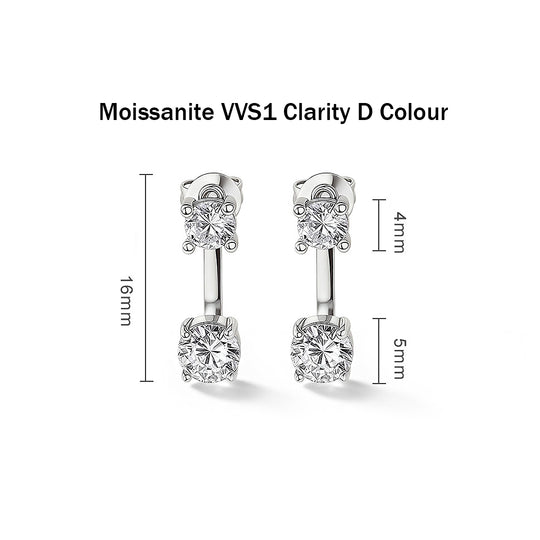Prm8116: The Moissanite Dual Drop Stud Earrings