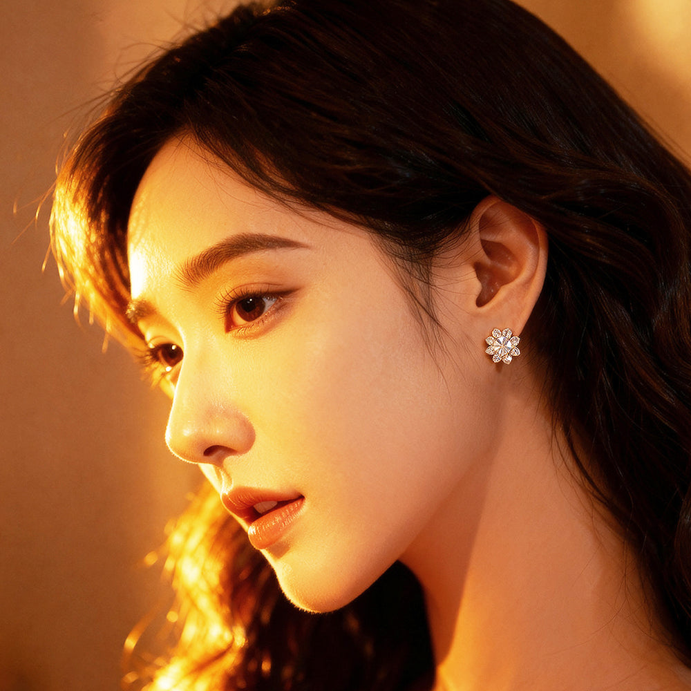 Prm8120: The Moissanite Blossom Stud Earrings