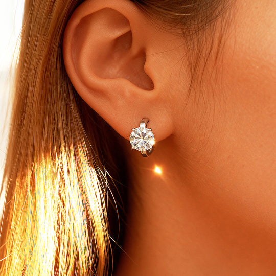Prm8121: The Moissanite Solitaire Huggie Drop Earrings