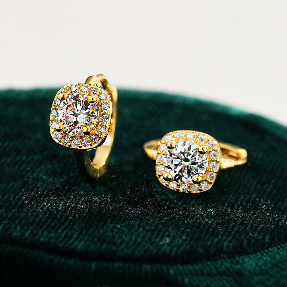Prm8123: The Moissanite Cushion Halo Huggie Hoops