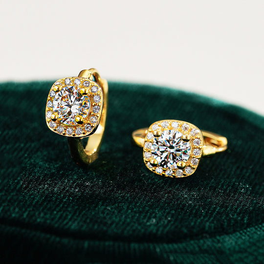Prm8123: The Moissanite Cushion Halo Huggie Hoops