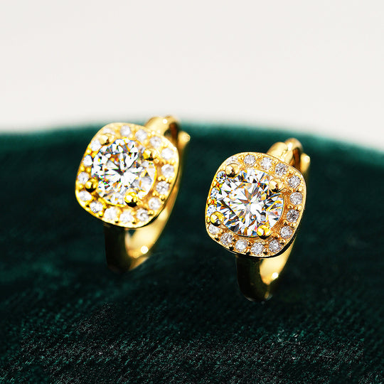 Prm8123: The Moissanite Cushion Halo Huggie Hoops