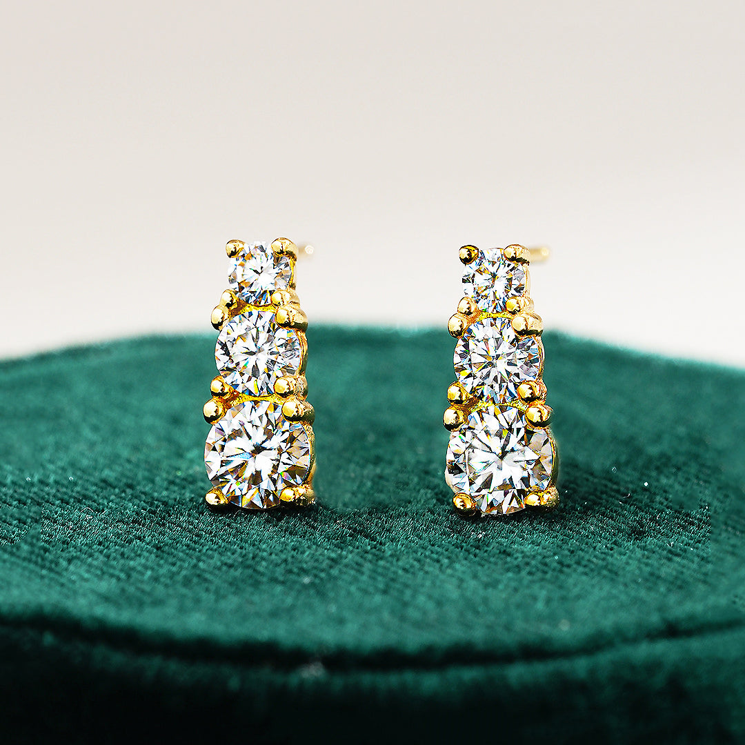 Prm8124: The Moissanite Graduated Cascade Stud Earrings