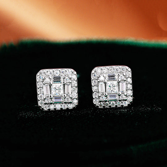 Prm8125: The Moissanite Radiant Illusion Stud Earrings