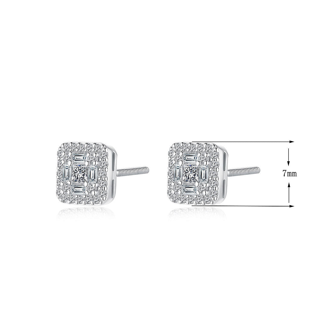 Prm8125: The Moissanite Radiant Illusion Stud Earrings
