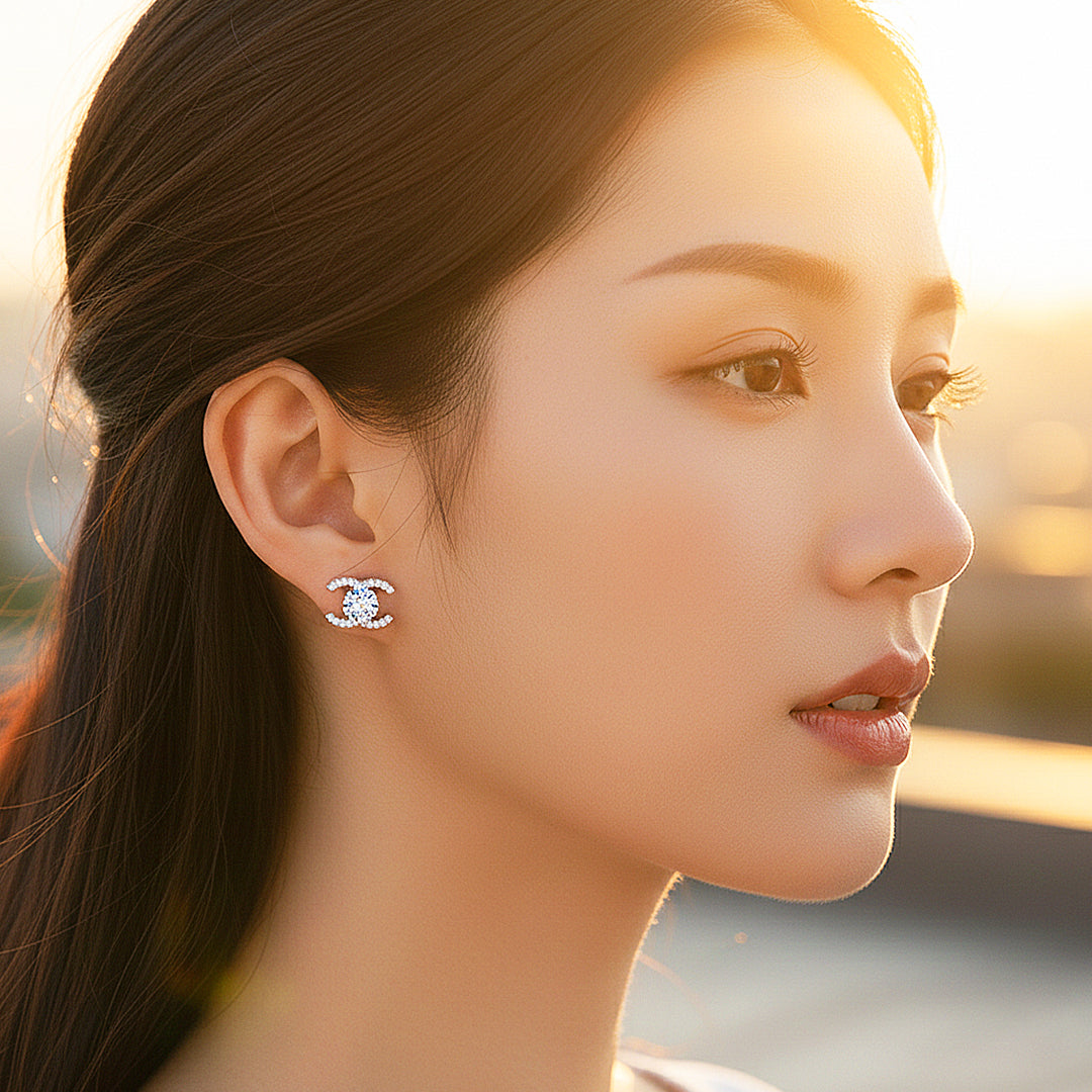 Iconic C-Halo Stud Earrings | Moissanite | 925 Sterling Silver | Prm8147 - Earrings | Singapore Jewellery, Wedding Rings & Gifts | Same Day Delivery | Tiara.com.sg
