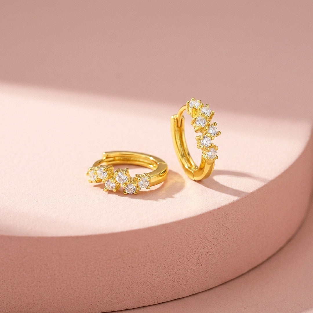 Moissanite Cluster Hoop Earrings | 925 Sterling Silver | PRM8163