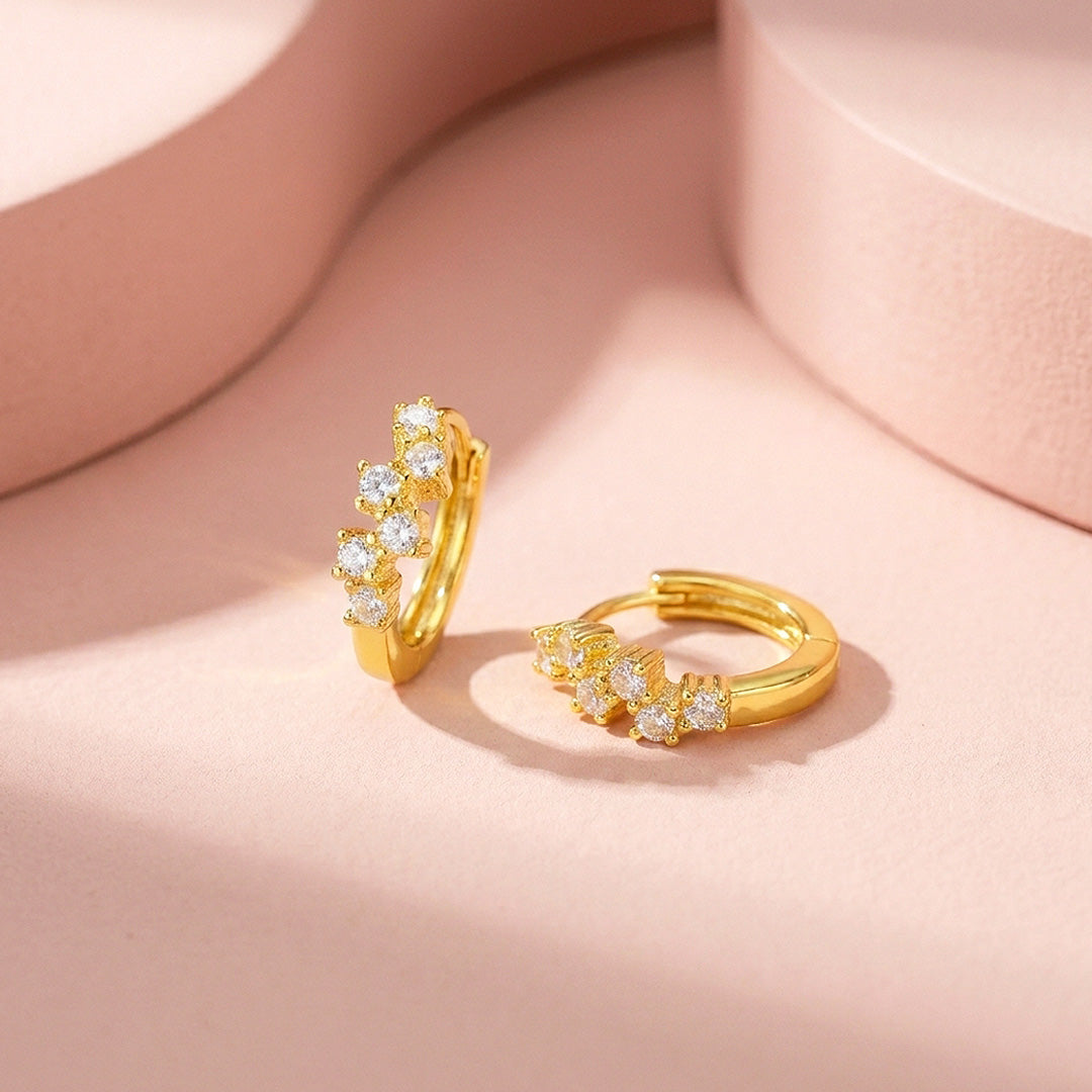Moissanite Cluster Hoop Earrings | 925 Sterling Silver | PRM8163