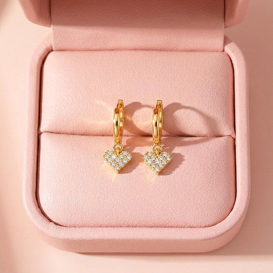 Pavé Heart Charm Hoop Earrings | 925 Sterling Silver | PRM8165