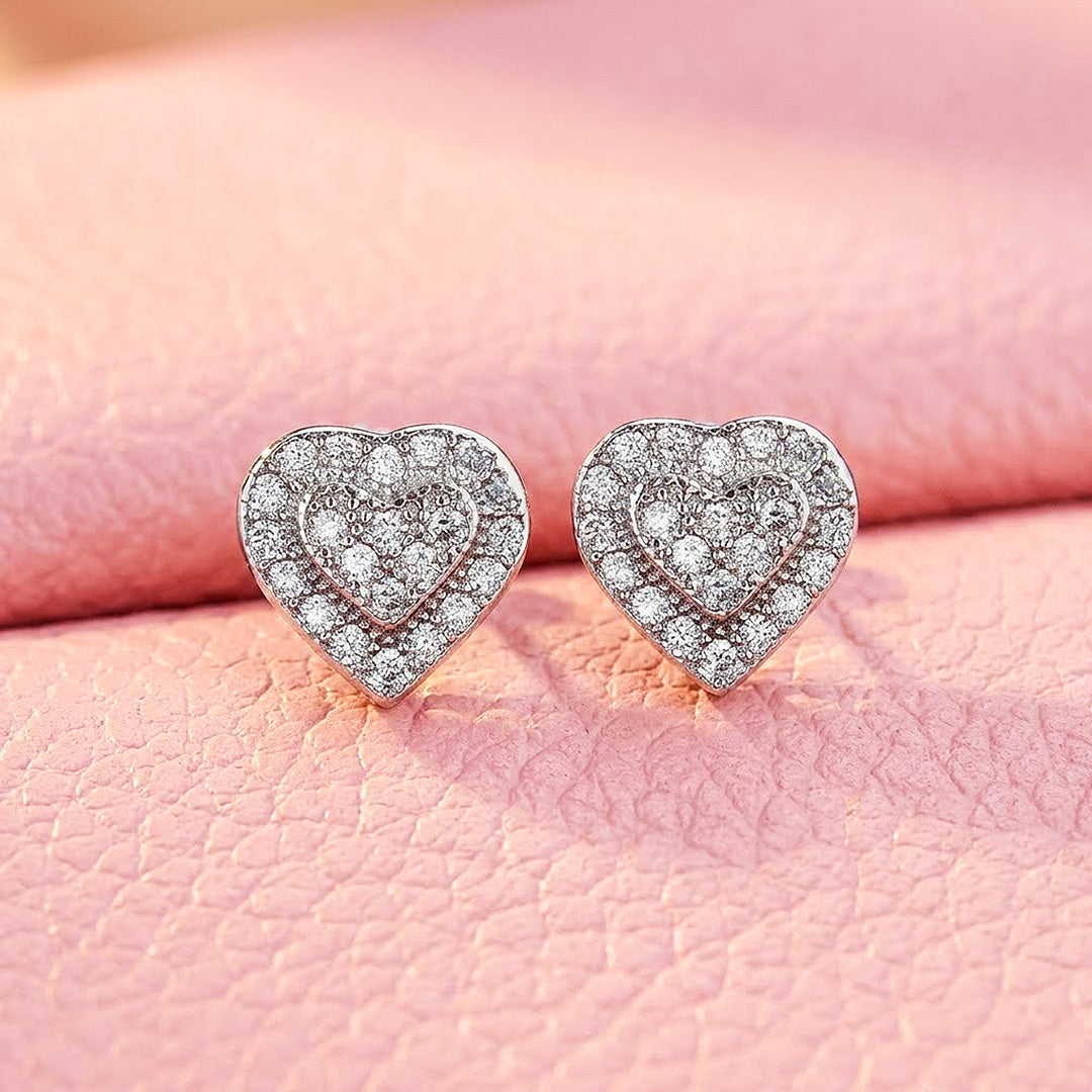 Moissanite Heart Stud Earrings | 925 Sterling Silver | PRM8167