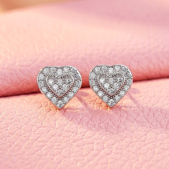 Moissanite Heart Stud Earrings | 925 Sterling Silver | PRM8167