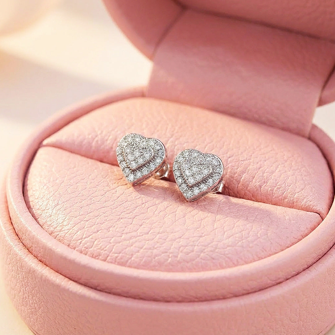 Moissanite Heart Stud Earrings | 925 Sterling Silver | PRM8167
