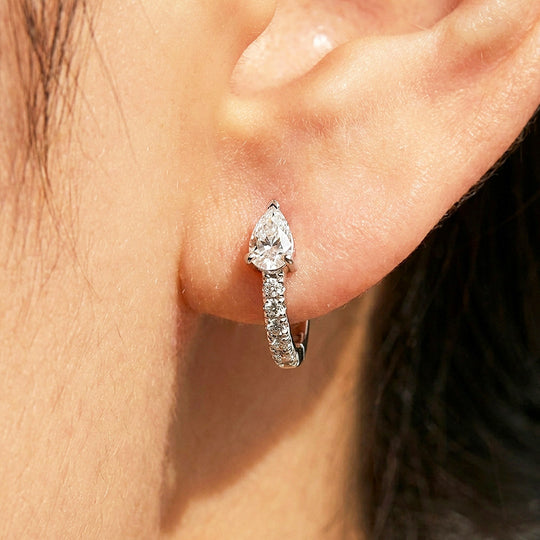 Pear Moissanite Hoop Earrings | 925 Sterling Silver | PRM8168