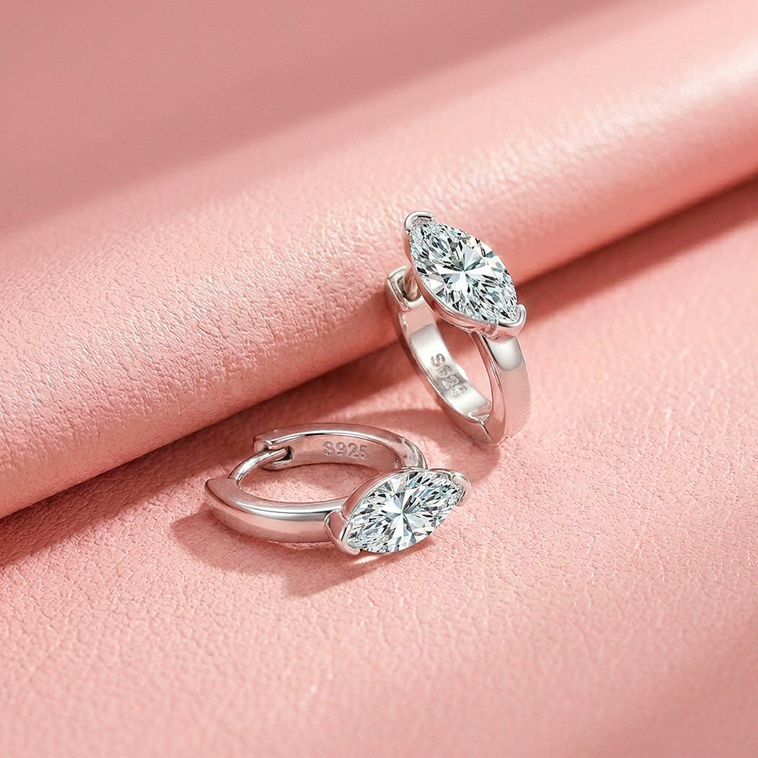 Marquise Moissanite Hoop Earrings | 925 Sterling Silver | PRM8169
