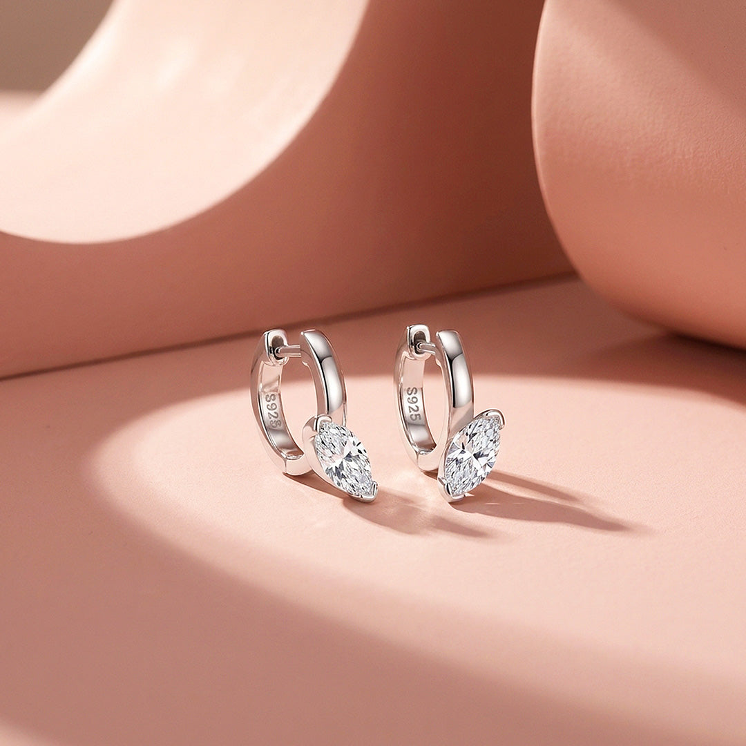 Marquise Moissanite Hoop Earrings | 925 Sterling Silver | PRM8169