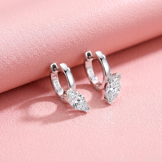 Marquise Moissanite Hoop Earrings | 925 Sterling Silver | PRM8169
