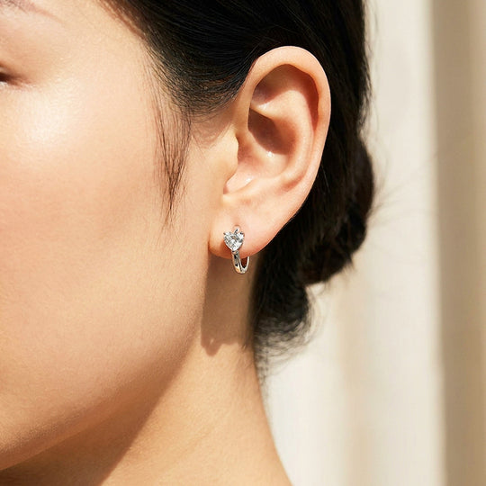Heart Moissanite Hoop Earrings | 925 Sterling Silver | PRM8170